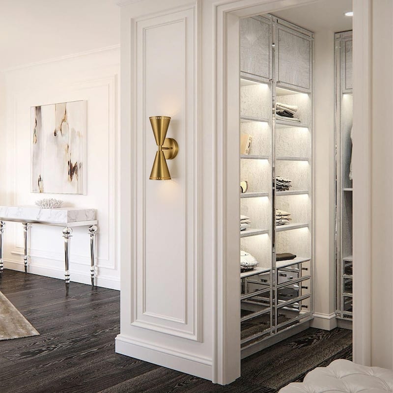 2-Light Mid-century Dual Cone Hourglass Up Down Wall Sconce