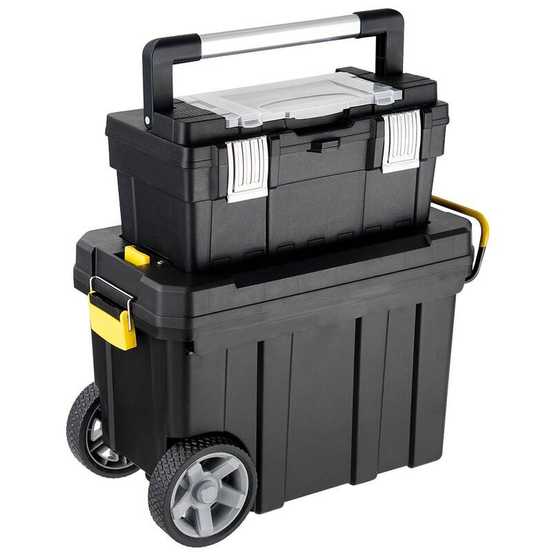 Costway 2-in-1 Rolling Tool Box Set Mobile Tool Chest Storage - See Details - Black