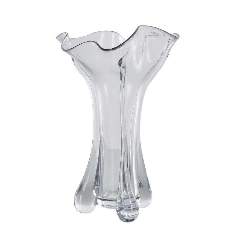 Glass Abstract Fluted Tulip Decorative Vase - Clear - Roche River Decor