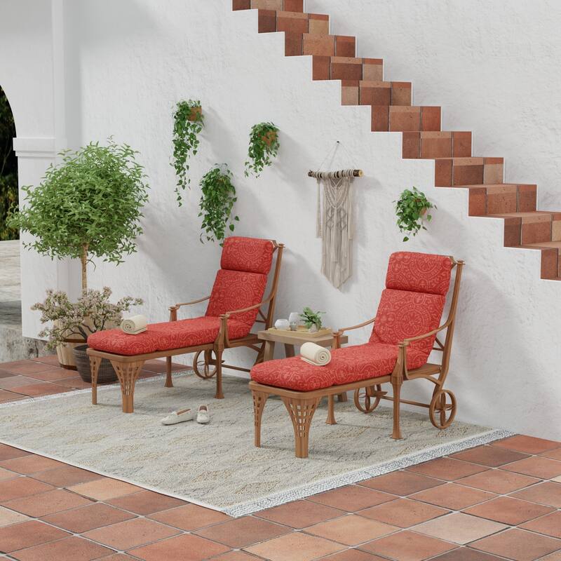 74" x 22" Outdoor Chaise Lounge Cushion with Ties and Loop - 74'' L x 22'' W x 5'' H