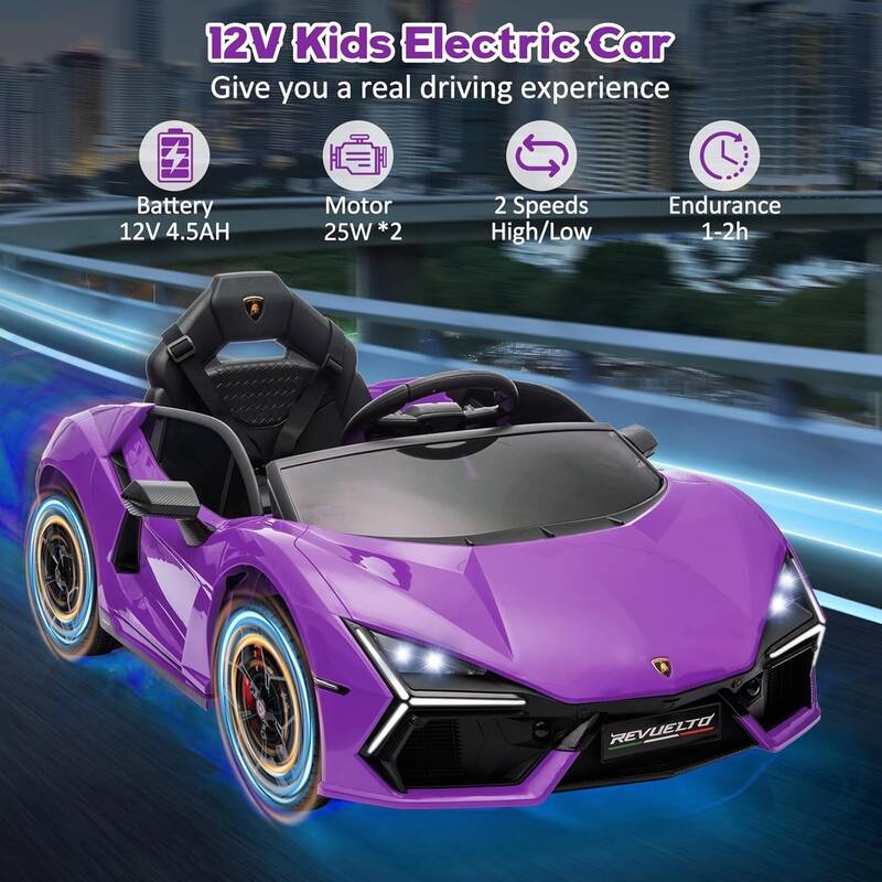 12V Kids Ride On Car, Licensed Lamborghini Revuelto Electric Car for Kids