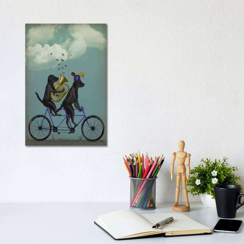 iCanvas "Black Labrador Tandem" by Fab Funky Canvas Print - 12x8x0.75