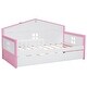 preview thumbnail 31 of 34, Charming House-shaped Design Wooden Daybed with Fence, Trundle and Smart Sensor Lights, Twin size