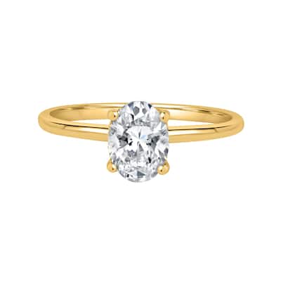 Auriya 1 3/5ct Oval Cut with Hidden Halo Solitaire Diamond Engagement Ring in 14k Gold Certified (H-I, SI1-SI2)
