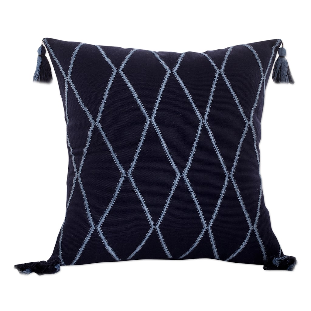 Novica Handmade Midnight Of Diamonds Cotton Cushion Cover