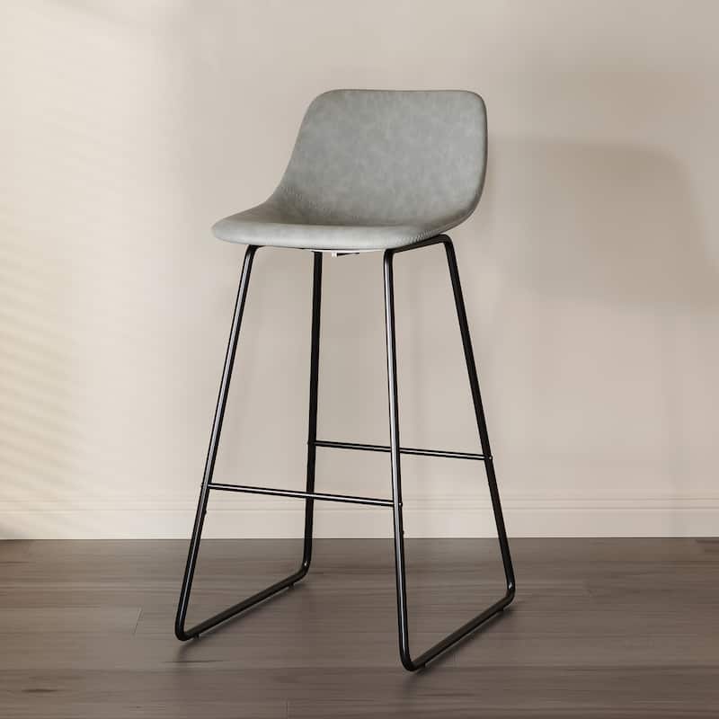 Modern 30.in Bar Height Bar Stool with PU Leather and Metal Frame Barstools for Kitchen Island