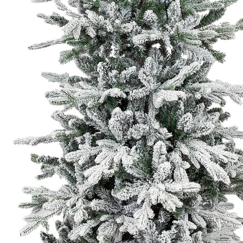 HomeRoots 6' Slender Flocked Pine Christmas Tree - Green/White - 42.00 in. x 72.00 in. x 42.00 in.