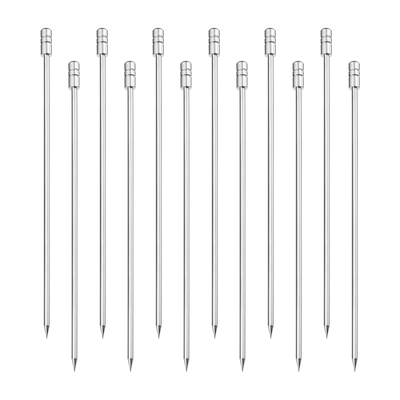 Metal Cocktail Toothpicks Cylinder Drink Picks Cocktail Skewers 12Pcs - Silver