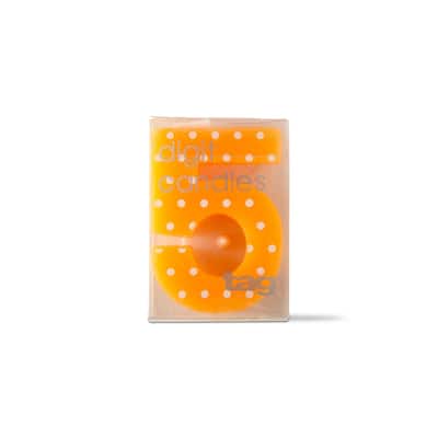 Five Digit Party Candle Dots - Orange Multi Birthday Cake Candles, Paraffin Wax, 1.375" x 0.5" x 1.875"