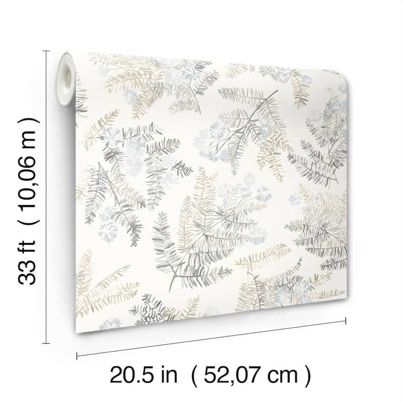 Chesapeake Frith Light Blue Botanical Wallpaper