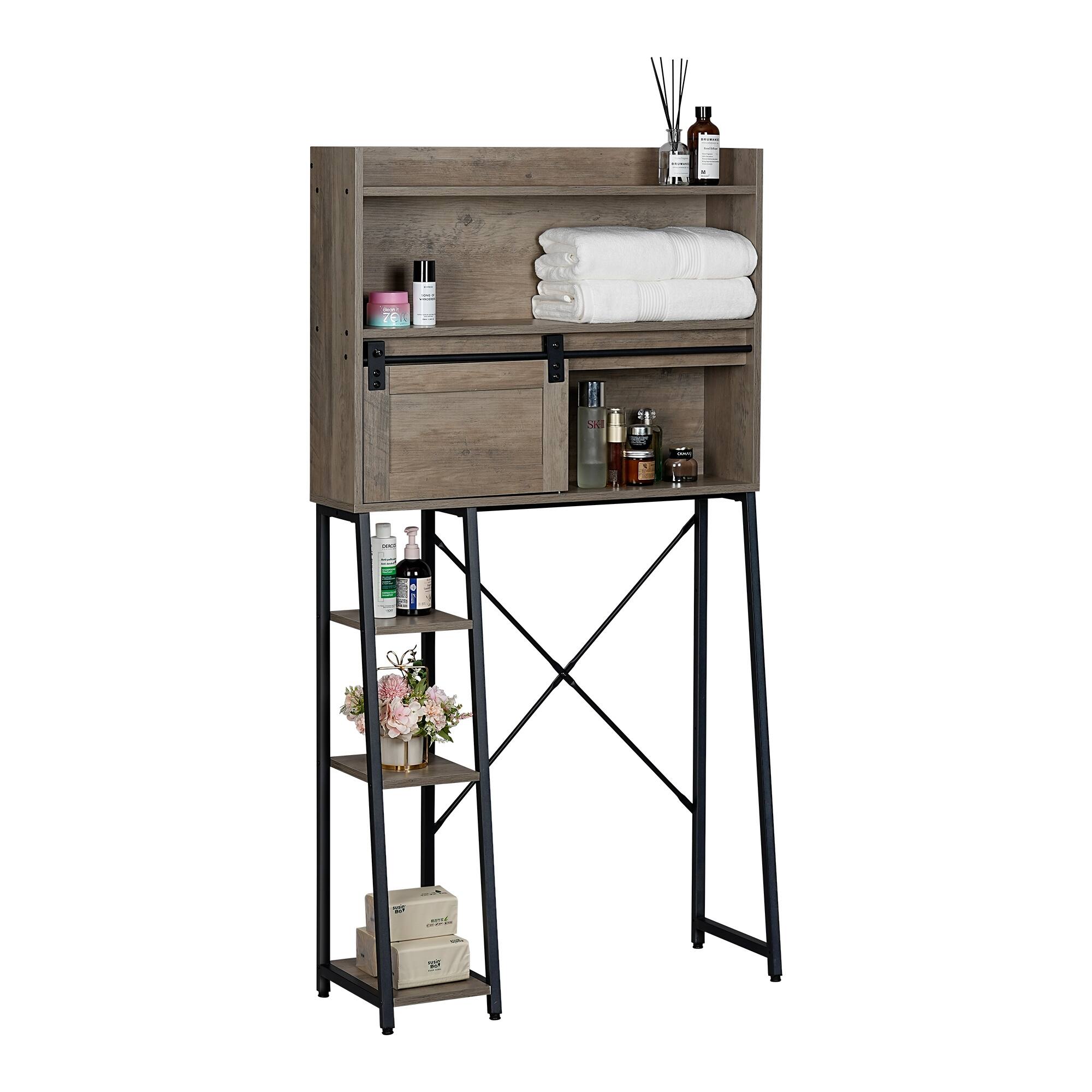 Over The Toilet Storage Elegant Grey Bathroom Organizer with