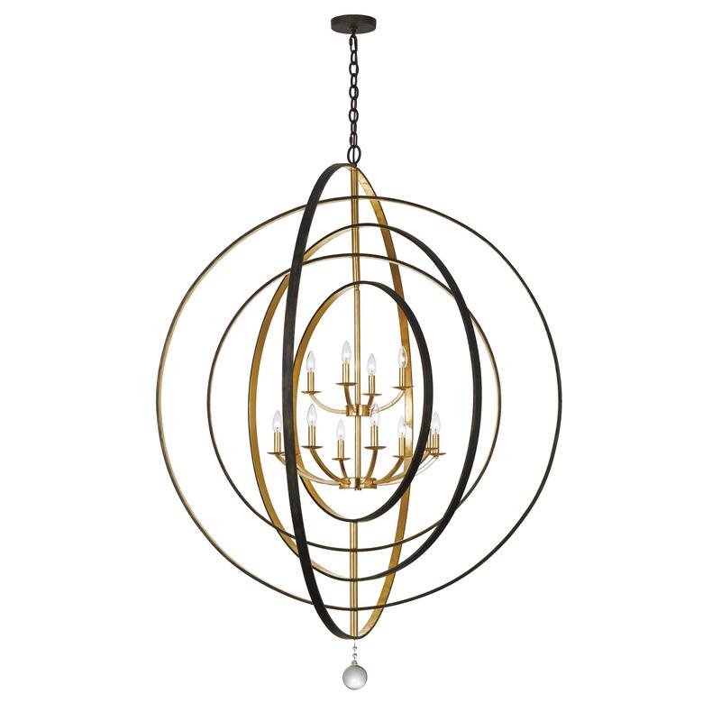 Luna 12 Light Bronze & Gold Chandelier - 60'' W x 63'' H