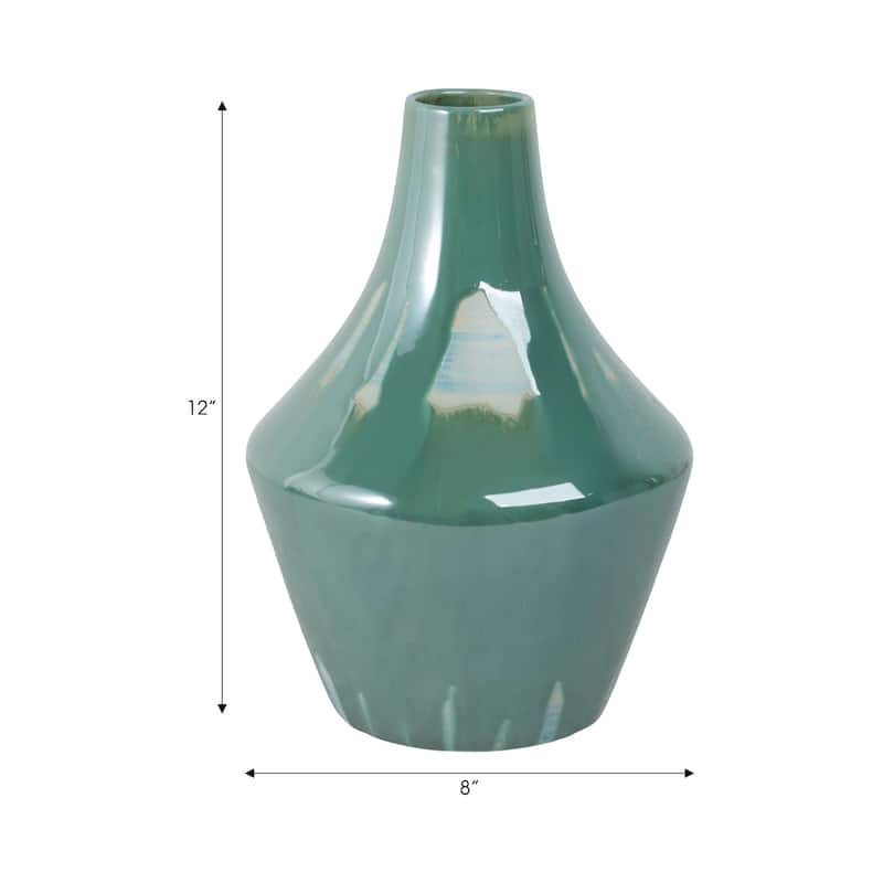 Stoneware Ceramic Decorative Vase with Glossy Drip Glaze Finish