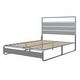 preview thumbnail 4 of 5, Queen Size Metal Platform Bed Frame with Functional Headboard Shelf and Built-in Charging Ports, LED Lighting