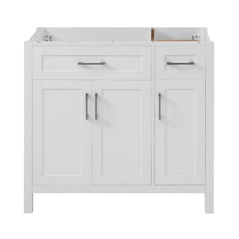 36 inch MDF Freestanding Bathroom Vanity without Top with Soft-Close Drawer - White