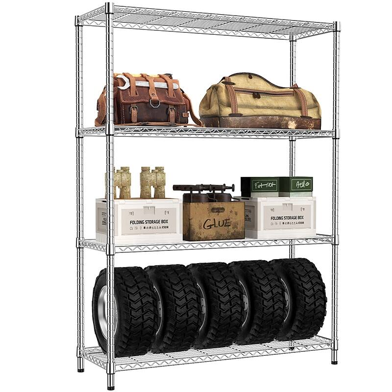 1400 Lbs 4-Shelf Storage Shelves, Wire Shelving Heavy Duty Metal Storage Shelving Unit Adjustable Garage Shelving Rack