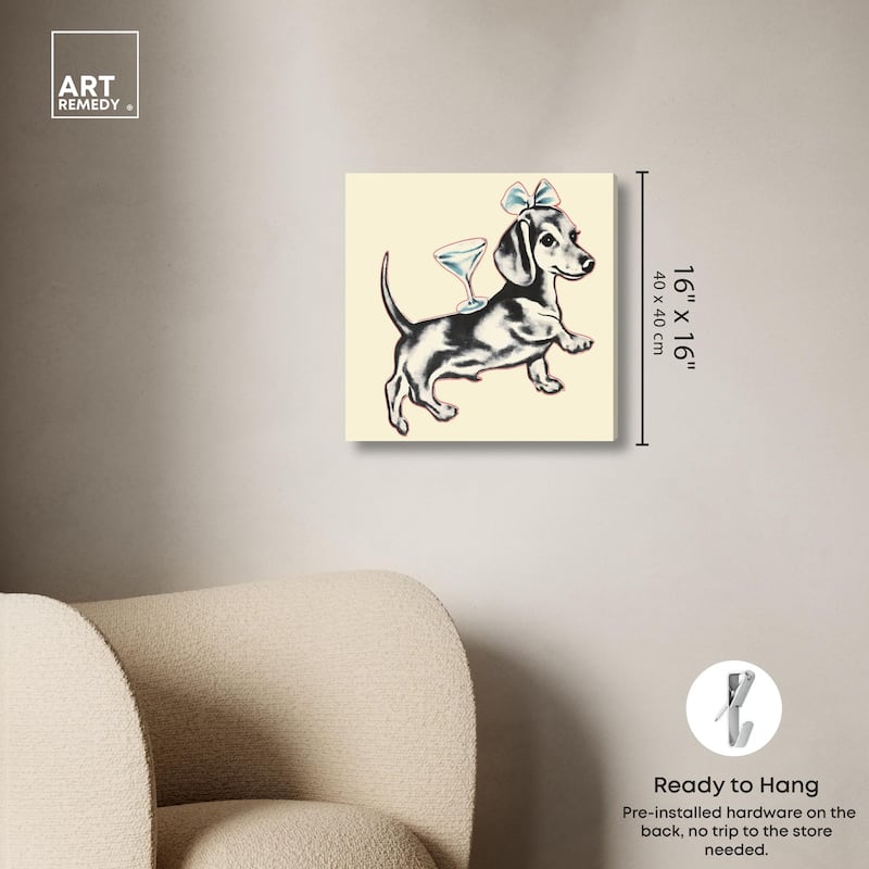 Martini Pup II Canvas by Art Remedy, Gallery Wrapped
