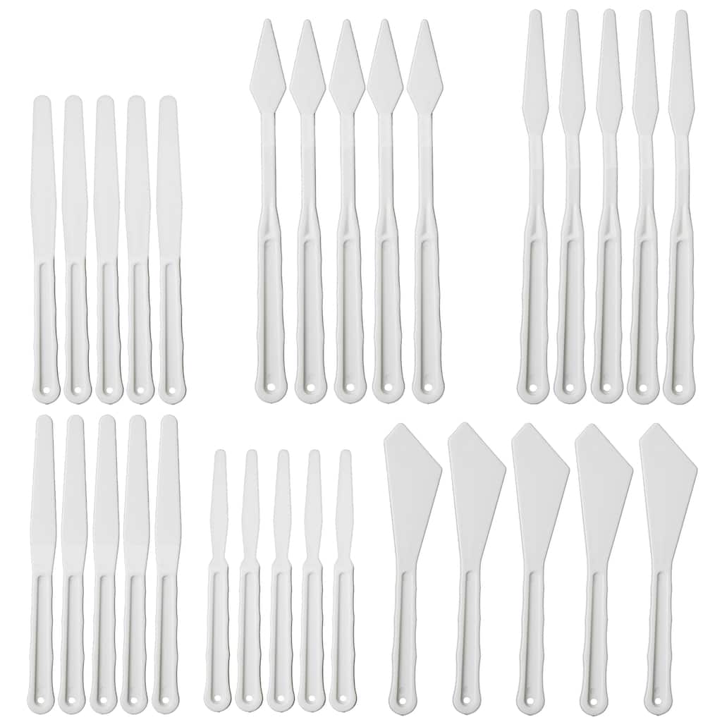 Bright Creations 30 Pcs Plastic Palette Knives for Painting, Assorted Sizes Acrylic Paint Set