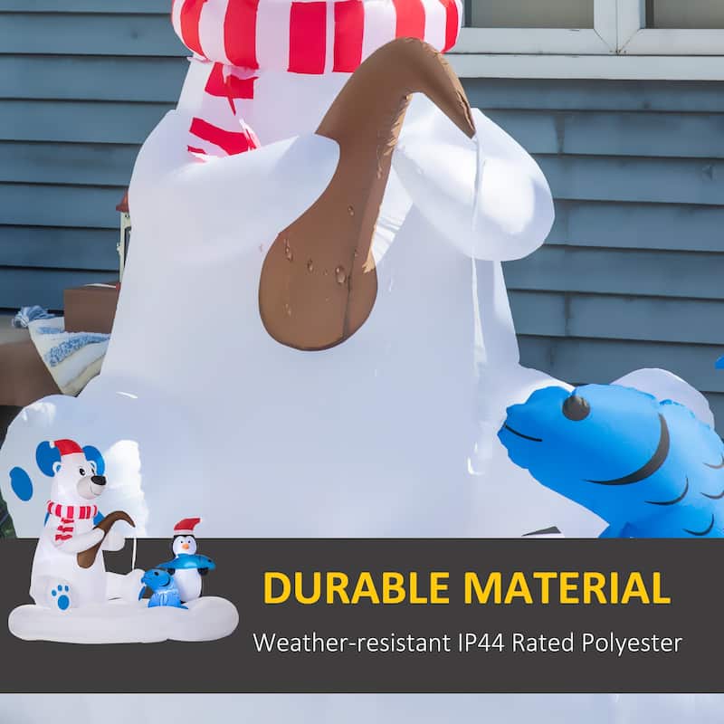 Outsunny 6ft Christmas Inflatable Polar Bear and Penguin with Blow-Up LED Display