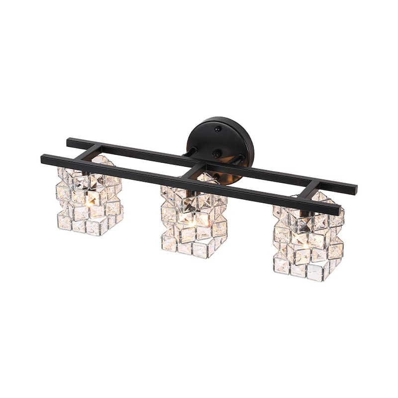 Mosaic Crystal Cube Shade Linear Bathroom Vanity Light