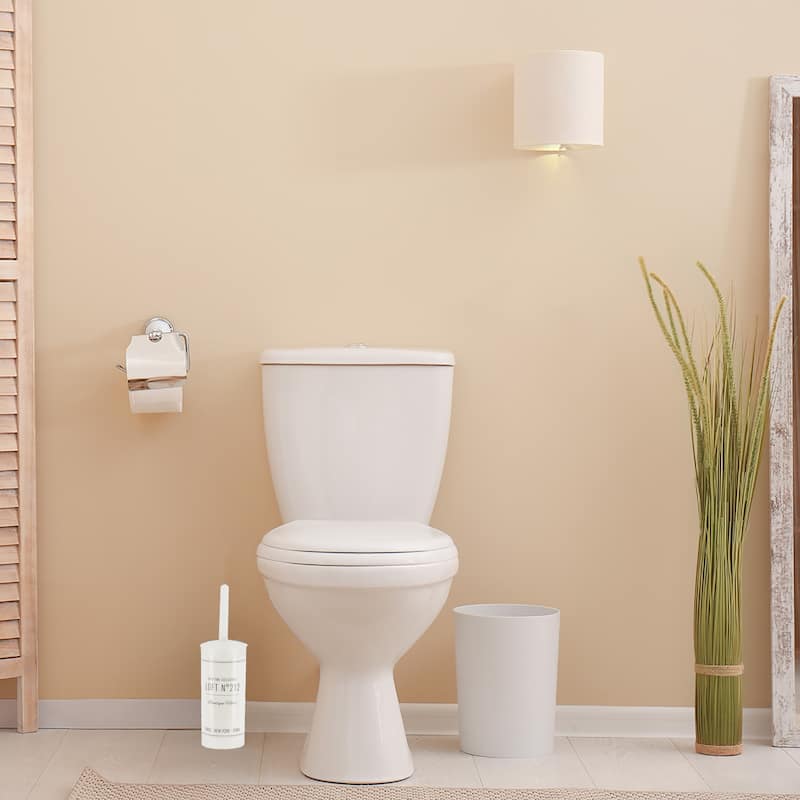Efficient Plastic Toilet Brush & Holder Set - 3.8" L x 3.8" W x 13.8" H
