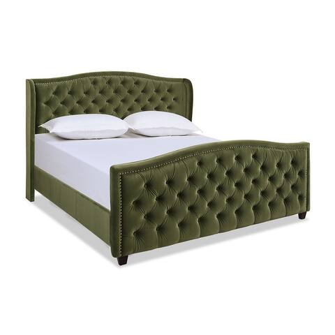 Marcella Upholstered Tufted Wingback Panel Bed