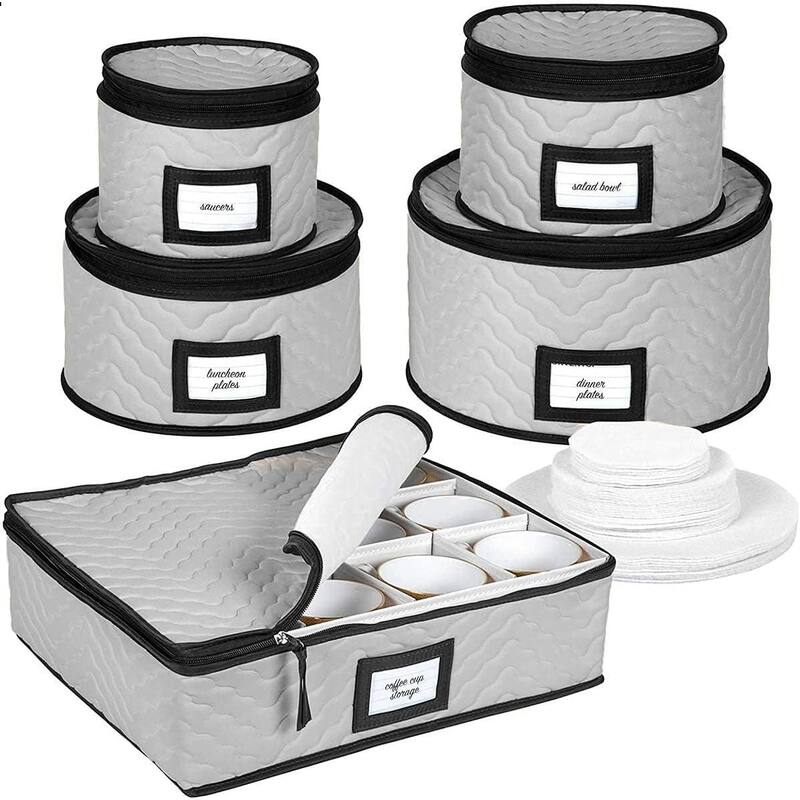 Dinnerware Storage Organizer 5-Piece Set for Fine China, Plates, Saucers, Bowls, Tableware Cups & More.