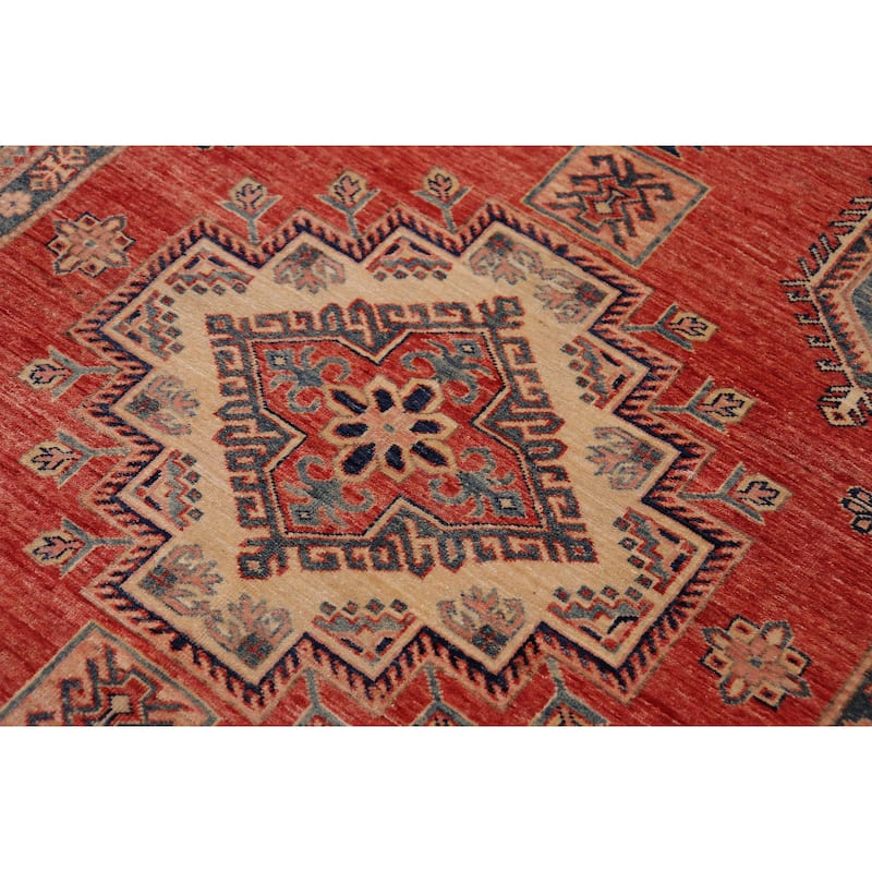 Rustic Super Kazak Cairo Rust/Beige Hand Knotted Wool Rug - 5'4'' x 7'7''
