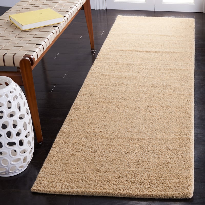 SAFAVIEH Handmade Himalaya Colorweave Plaid Modern Wool Rug - 2'3" x 8' Runner - Beige