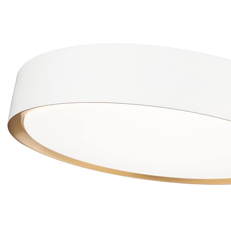 Kawan 1 Light Flush Mount in Matte White + Modern Gold