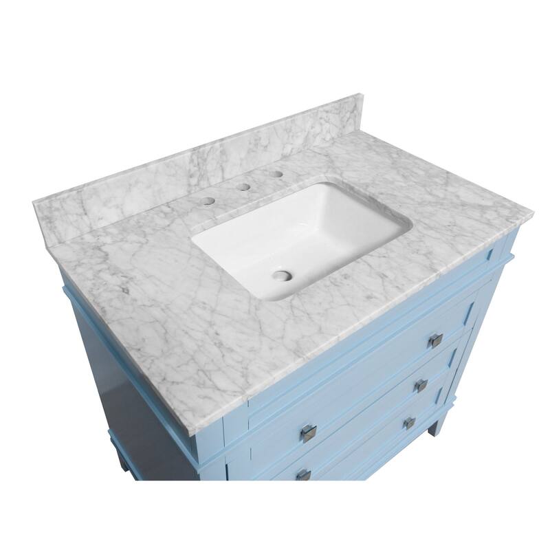 KitchenBathCollection Eleanor 36" Bathroom Vanity with Carrara Marble Top