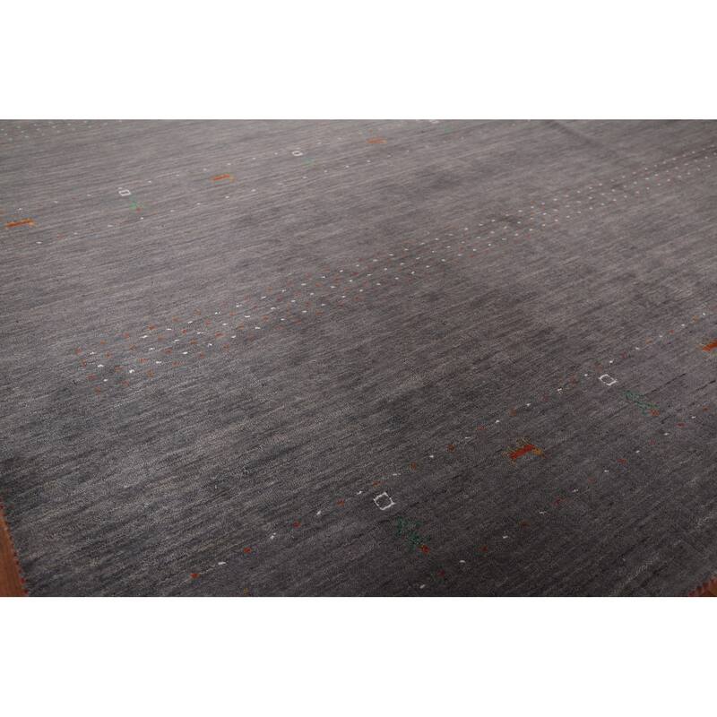 Gray & Brown Striped Gabbeh Indian Area Rug Handmade Wool Carpet - 8'2"x 9'6"