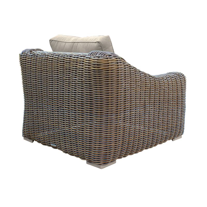 Verano Brown Wicker and Acacia Wood Deep Seating Outdoor Chair with Cushions