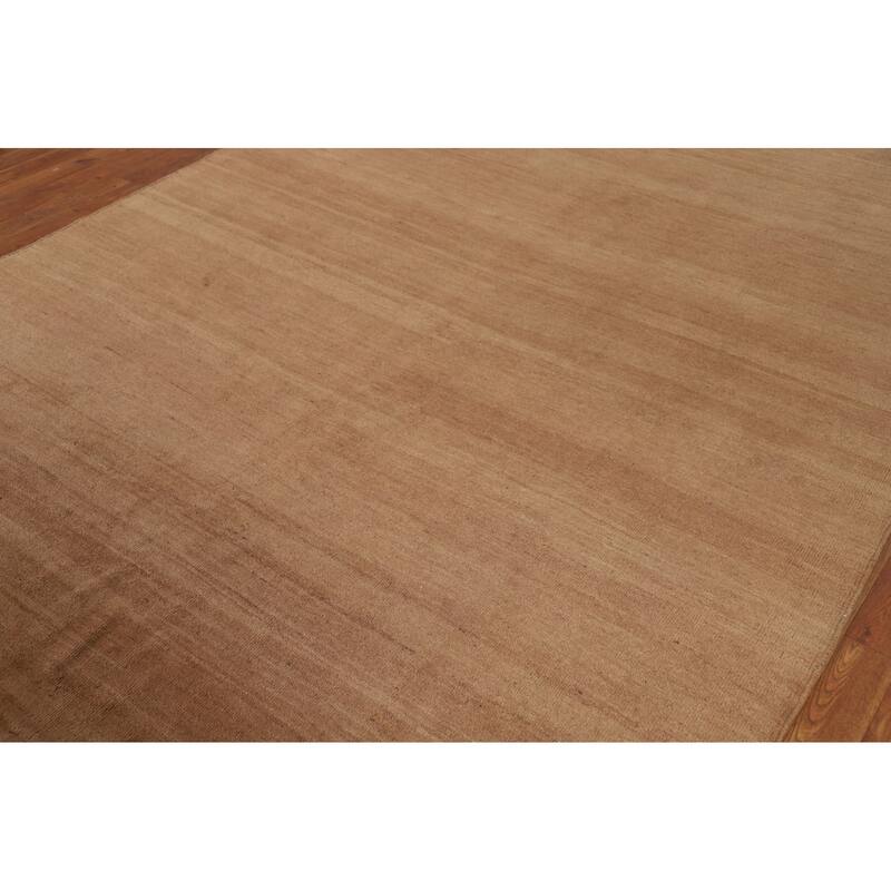 Light Brown Modern Gabbeh Oriental Area Rug Hand-Knotted Wool Carpet - 6'7" x 9'10"