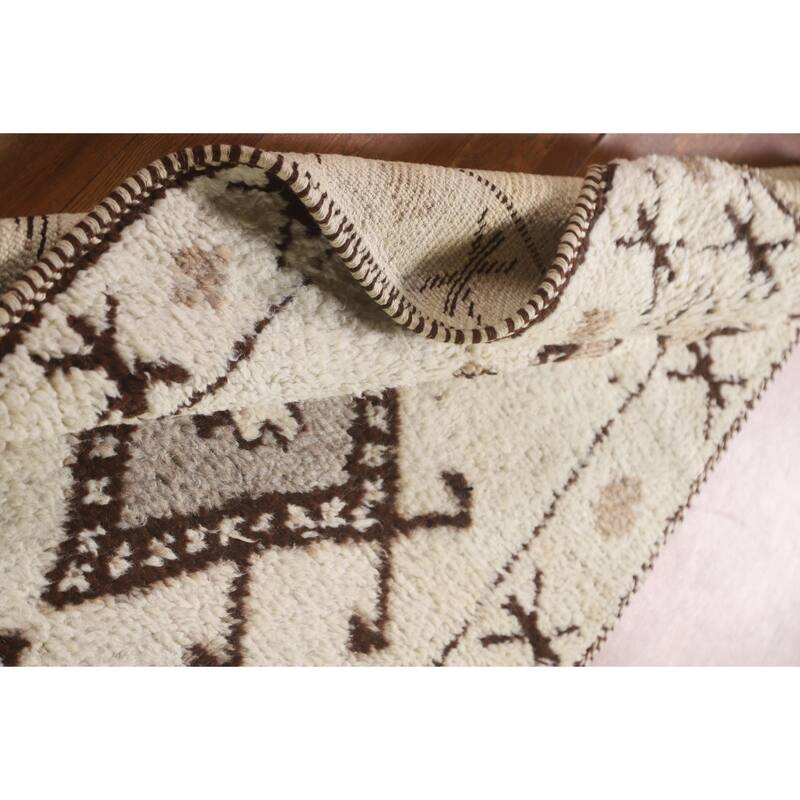 Plush Geometric Anatolian Turkish Runner Rug Hand-knotted Wool Carpet - 3'7"x 11'2"