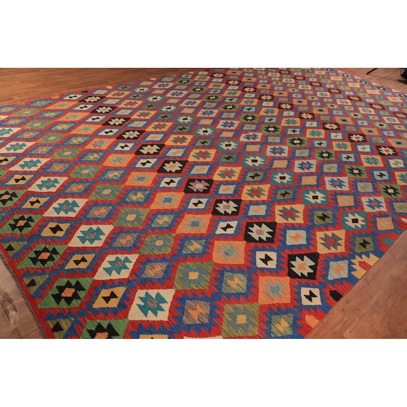 Palace Size Kilim Oriental Large Rug Hand-Woven Wool Carpet - 9'11"x 16'6"