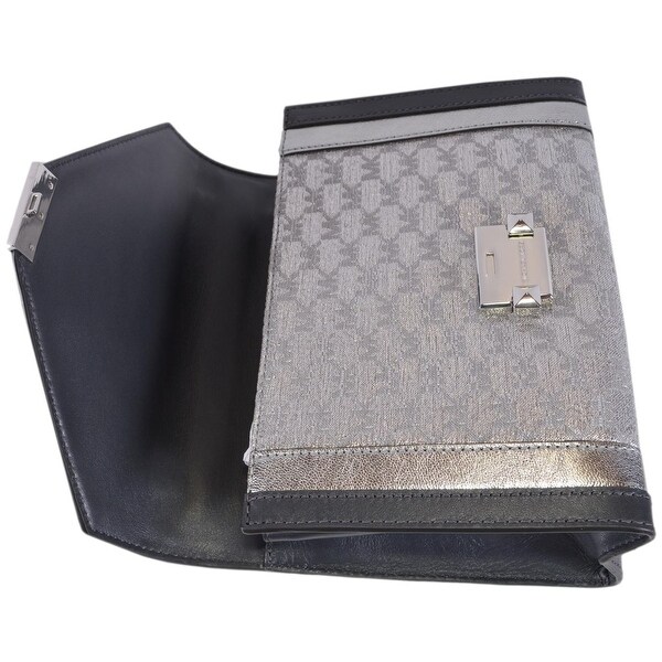 whitney large metallic logo jacquard convertible shoulder bag