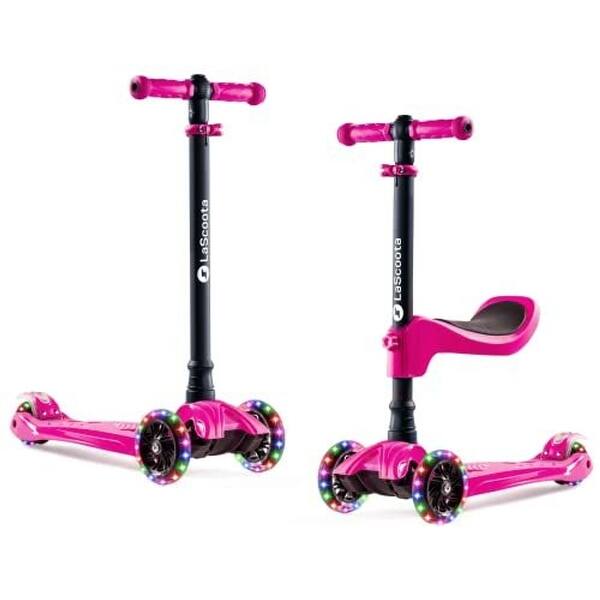 slide 2 of 8, Lascoota 2-in-1 Kids Kick Scooter, Adjustable Height Handlebars and Removable Seat