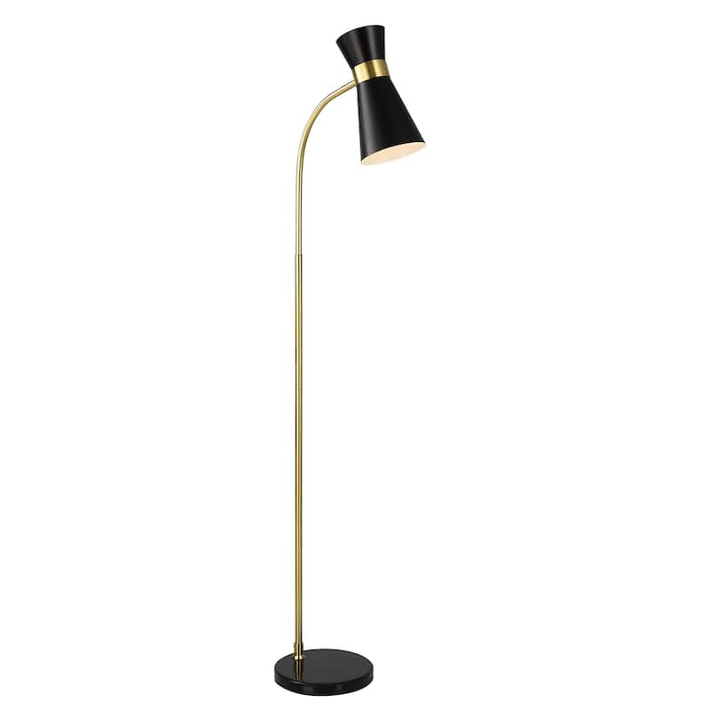 Copper Grove Gold and Black Cone Floor Lamp with Solid Marble Base