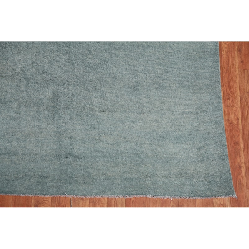 Hand Knotted Oriental 100% Wool Carpet Modern Solid Navy Blue & Blues Gabbeh Area Rug - 13' 0'' X 9' 10''