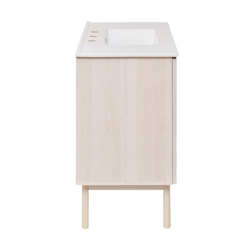 Classe 36 In. White Oak Bathroom Vanity With White, 3-Hole Ceramic Sink Top