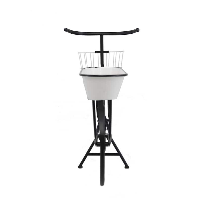 38.5x14.5x25.5" Black and White Bicycle Plant Stand Planter
