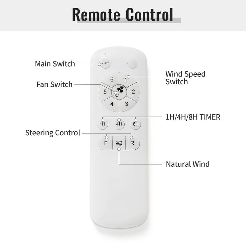 38''/52" Modern Ceiling Fan without Light, Remote Control and Reversible DC Motor Included