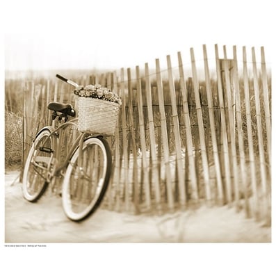 ''Bike by Beach Fence'' by Anon Transportation Art Print (11.5 x 14.5 in.)
