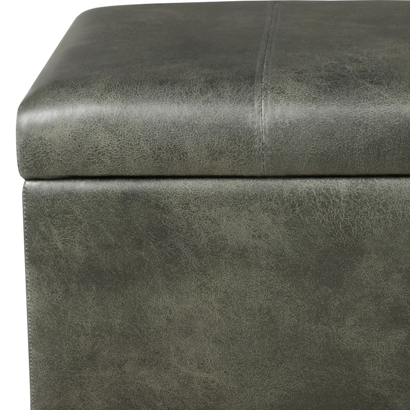 Adeco Faux Leather Storage Ottoman for Living Room Footstool