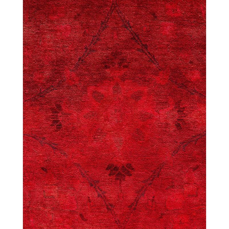 Overdyed, One-of-a-Kind Hand-Knotted Area Rug - Red - 12' 2" x 15' 9"