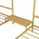 preview thumbnail 5 of 4, Metal Double Twin Size Triangular House Beds with Built-in Table, Use as Platform Beds or Sofa Beds with Roof, Gold