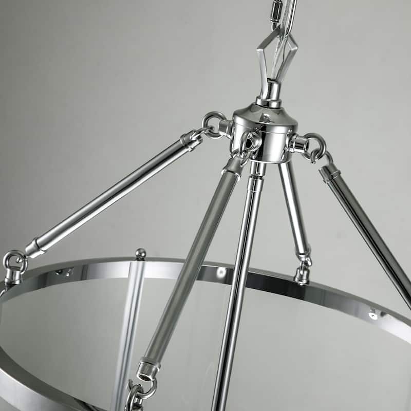 4 - Light Farmhouse Lantern Glass Drum Chandelier for Entryway