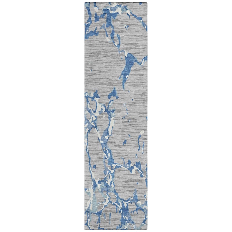 Machine Washable Indoor/ Outdoor Abstract Camo Chantille Rug