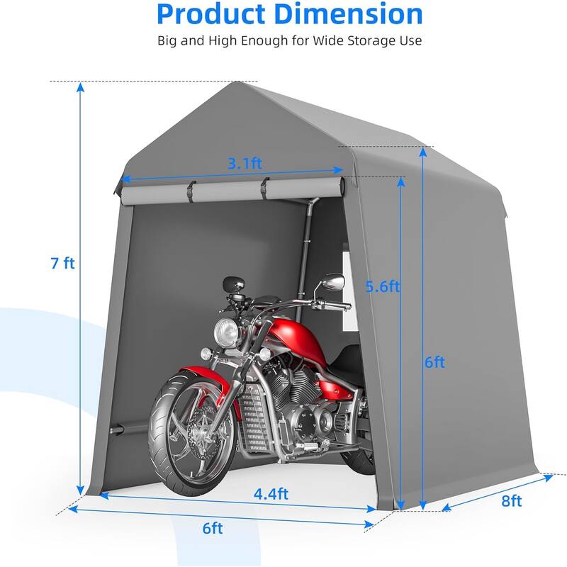 6x8FT Outdoor Storage Shelter Shed with Doors and Vent, Portable Storage Shelter Shed